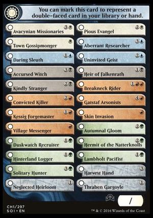 Double-faced cards checklist 1 (Shadows over Innistrad)