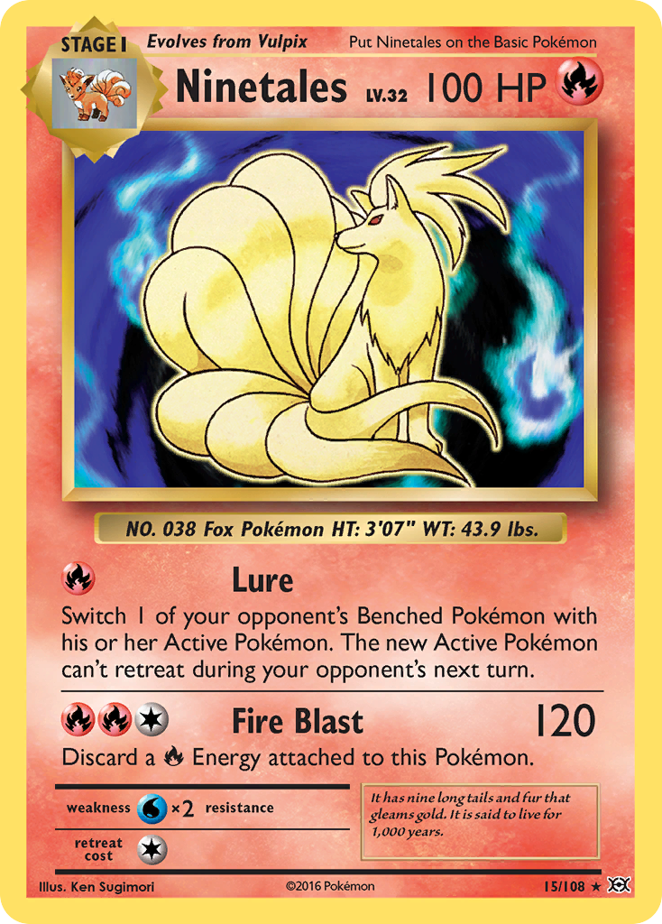 Ninetales (15/108) - Evolutions Pokémon Card