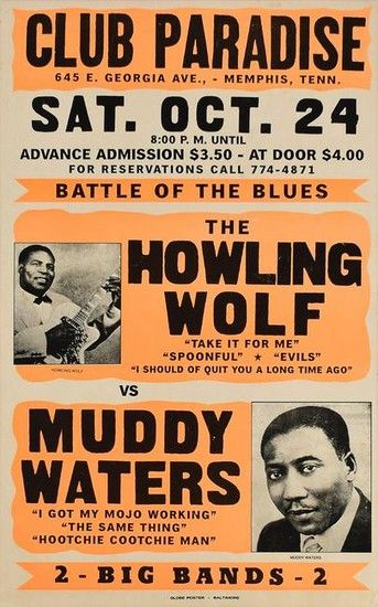 AOR-1.52 Howlin' Wolf & Muddy Waters Club Paradise 1964 Concert Poster