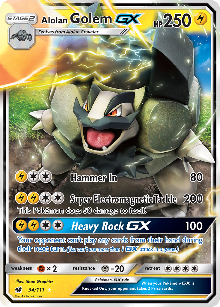 Alolan Golem GX (34/111) - Crimson Invasion Pokémon Card