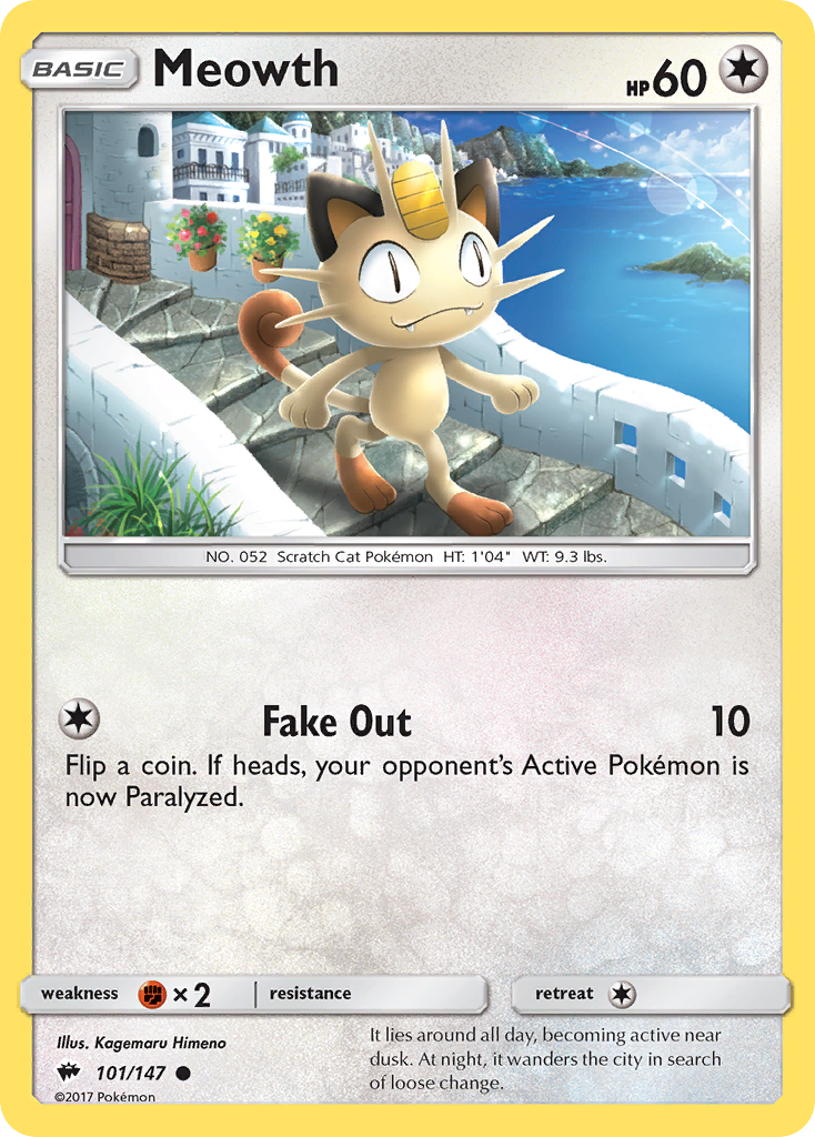 Meowth (101/147) - Burning Shadows Pokémon Card