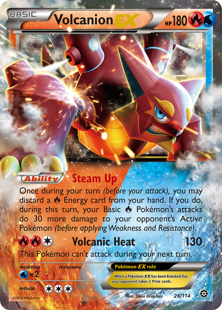 Volcanion EX (26/114) - Steam Siege Pokémon Card