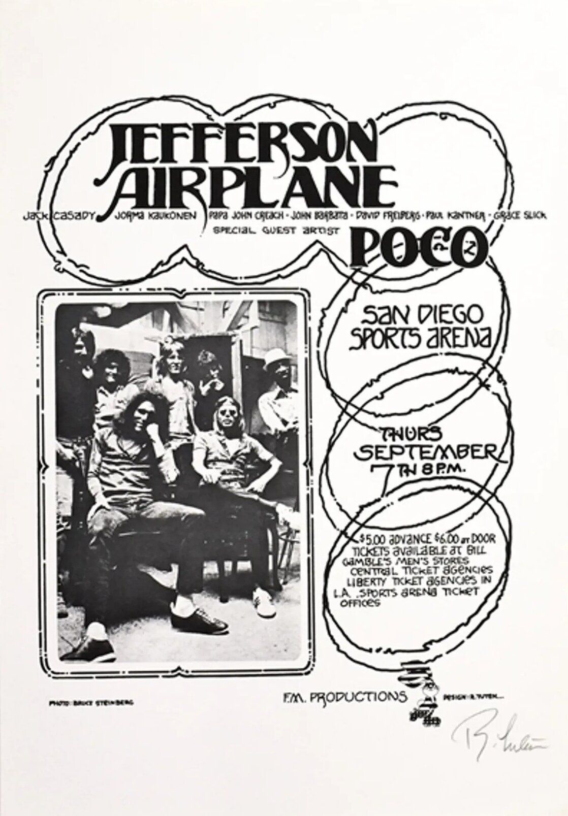 Jefferson Airplane San Diego Sports Arena 1972 Concert Poster