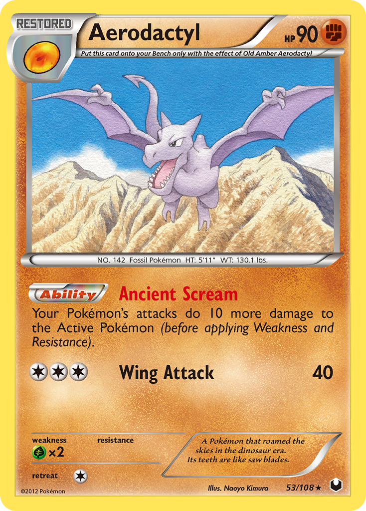 Old Amber Aerodactyl Pokémon Card