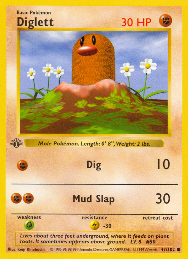 Diglett (47/102) - Base (1st Edition) Pokémon Card