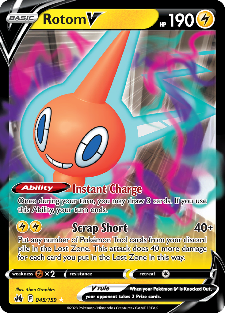 Rotom V (45/159) - Crown Zenith Pokémon Card