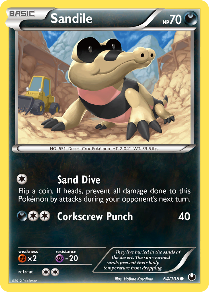 Sandile (64/108) - Dark Explorers Pokémon Card