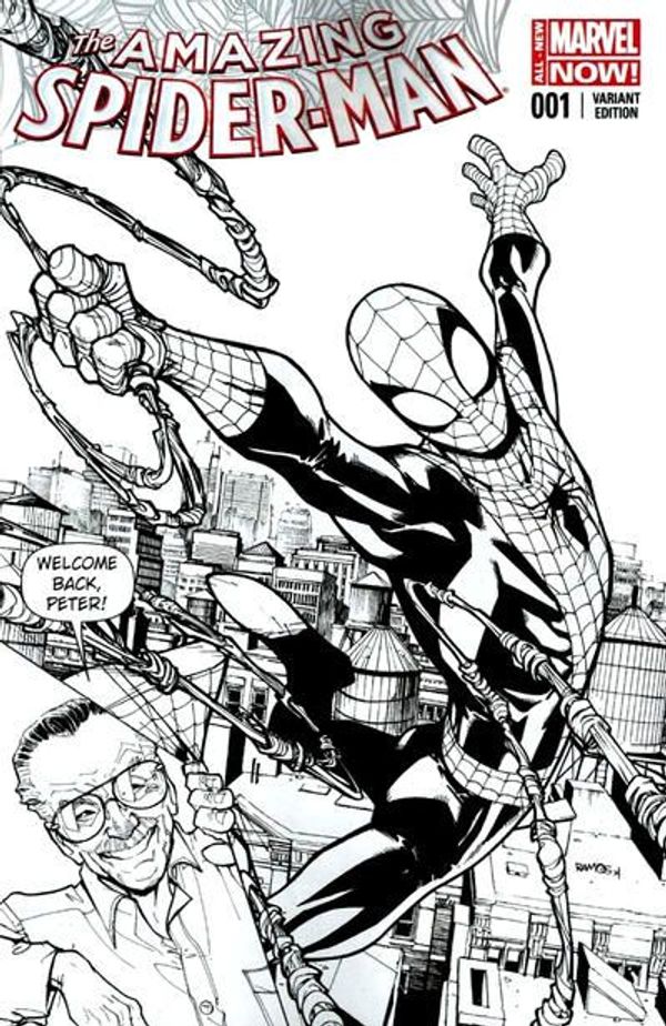 Amazing Spider-man #1 (Humberto Ramos Stan Lee Black & White sketch Variant Cover)