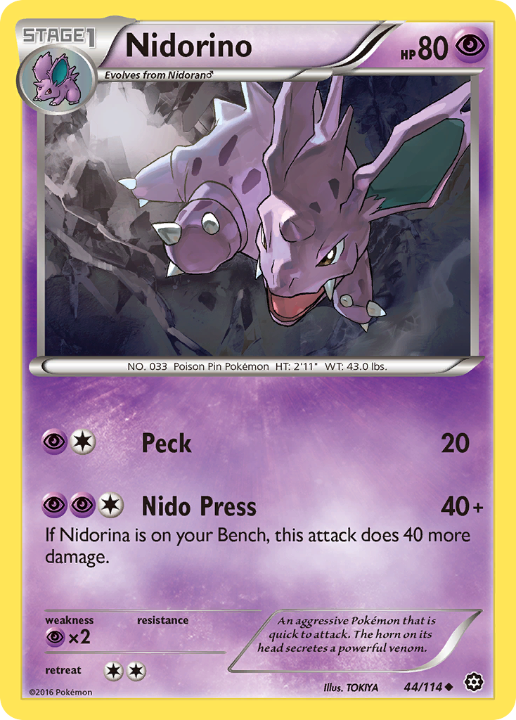 Nidorino (44/114) - Steam Siege Pokémon Card