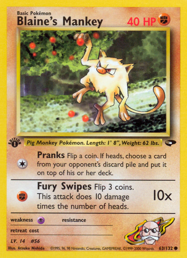 Blaine's Mankey (63/132) - Gym Challenge (1st Edition) Pokémon Card