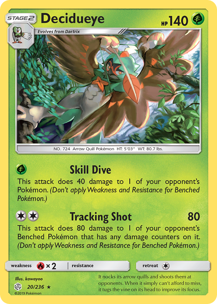 Decidueye (20/236) - Cosmic Eclipse Pokémon Card