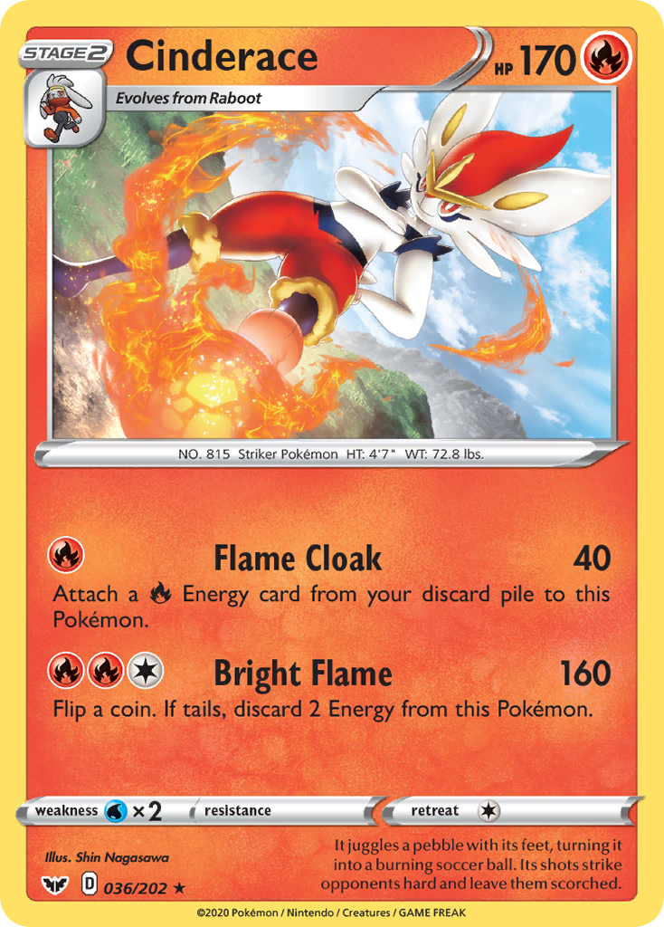 Cinderace (36/202) - Sword & Shield Pokémon Card