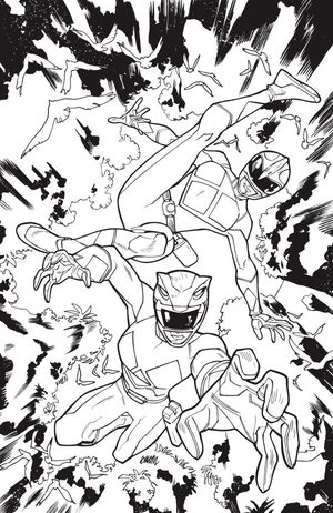Mighty Morphin Power Rangers #3 (Cover H 1:25 Enid Balám Black & White Virgin Variant)