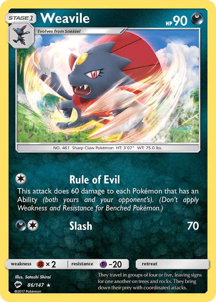 Weavile (86/147) - Burning Shadows Pokémon Card