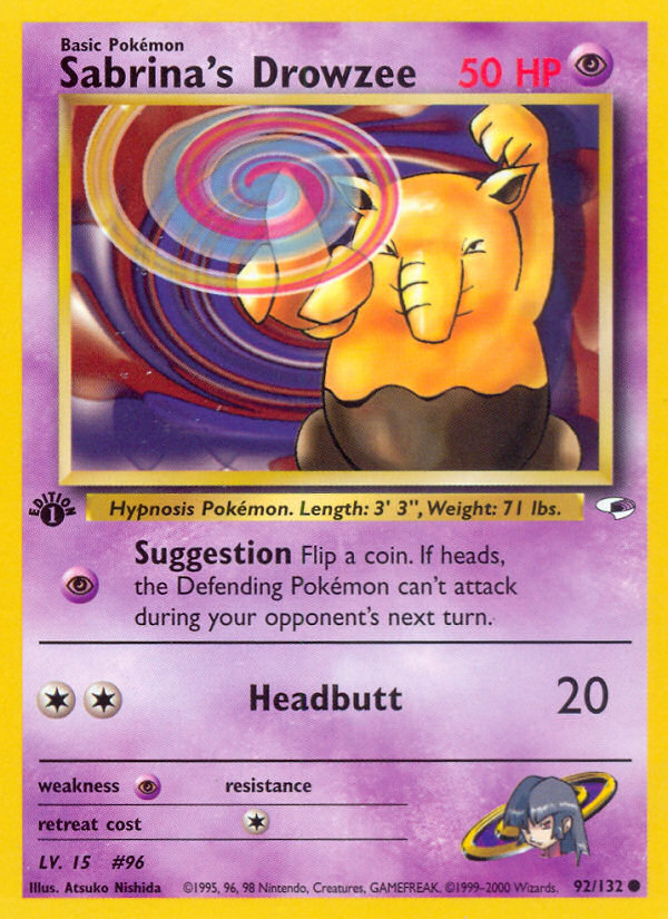 Sabrina's Drowzee (92/132) - Gym Heroes (1st Edition) Pokémon Card