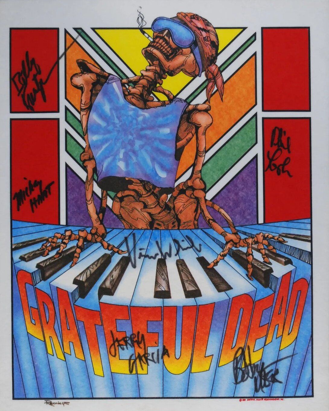 Grateful Dead Keyboard Skeleton 1989 Concert Poster