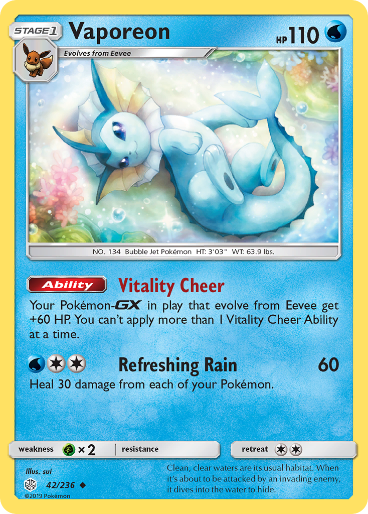 Vaporeon (42/236) - Cosmic Eclipse Pokémon Card