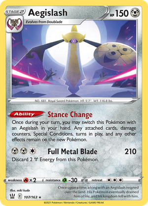Aegislash (107/163) - Battle Styles Value - GoCollect (aegislash-107