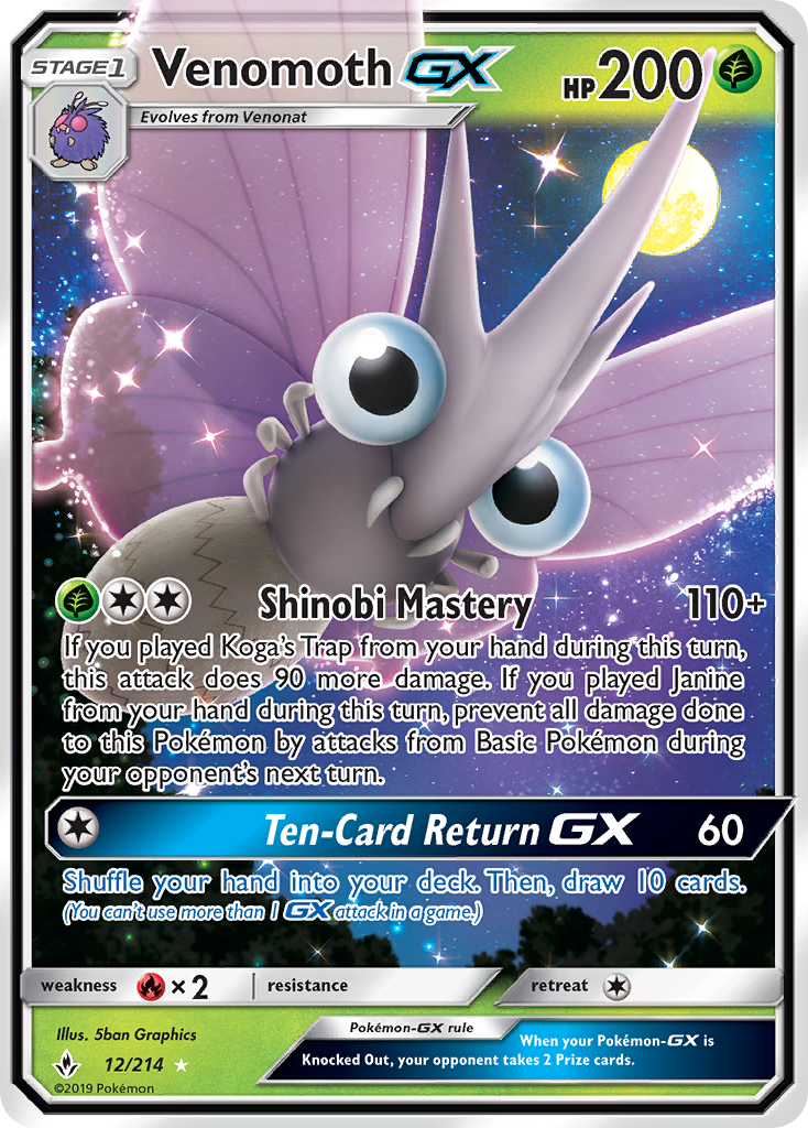 Venomoth GX (12/214) - Unbroken Bonds Pokémon Card