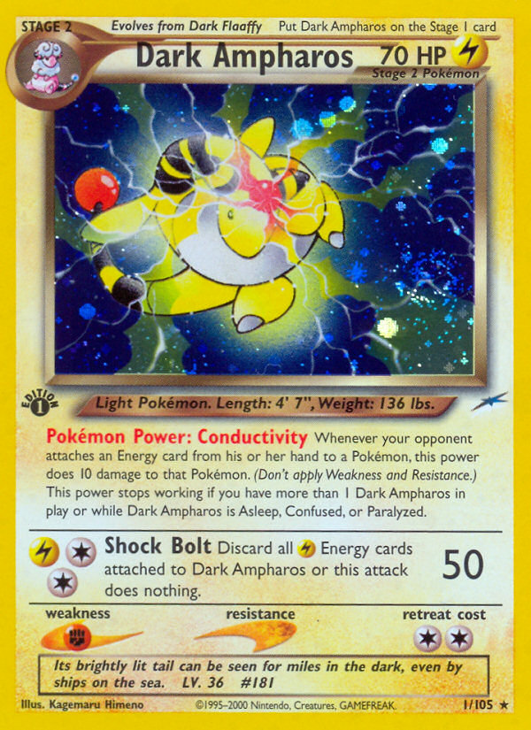 Dark Ampharos (1/105) - Neo Destiny Pokémon Card