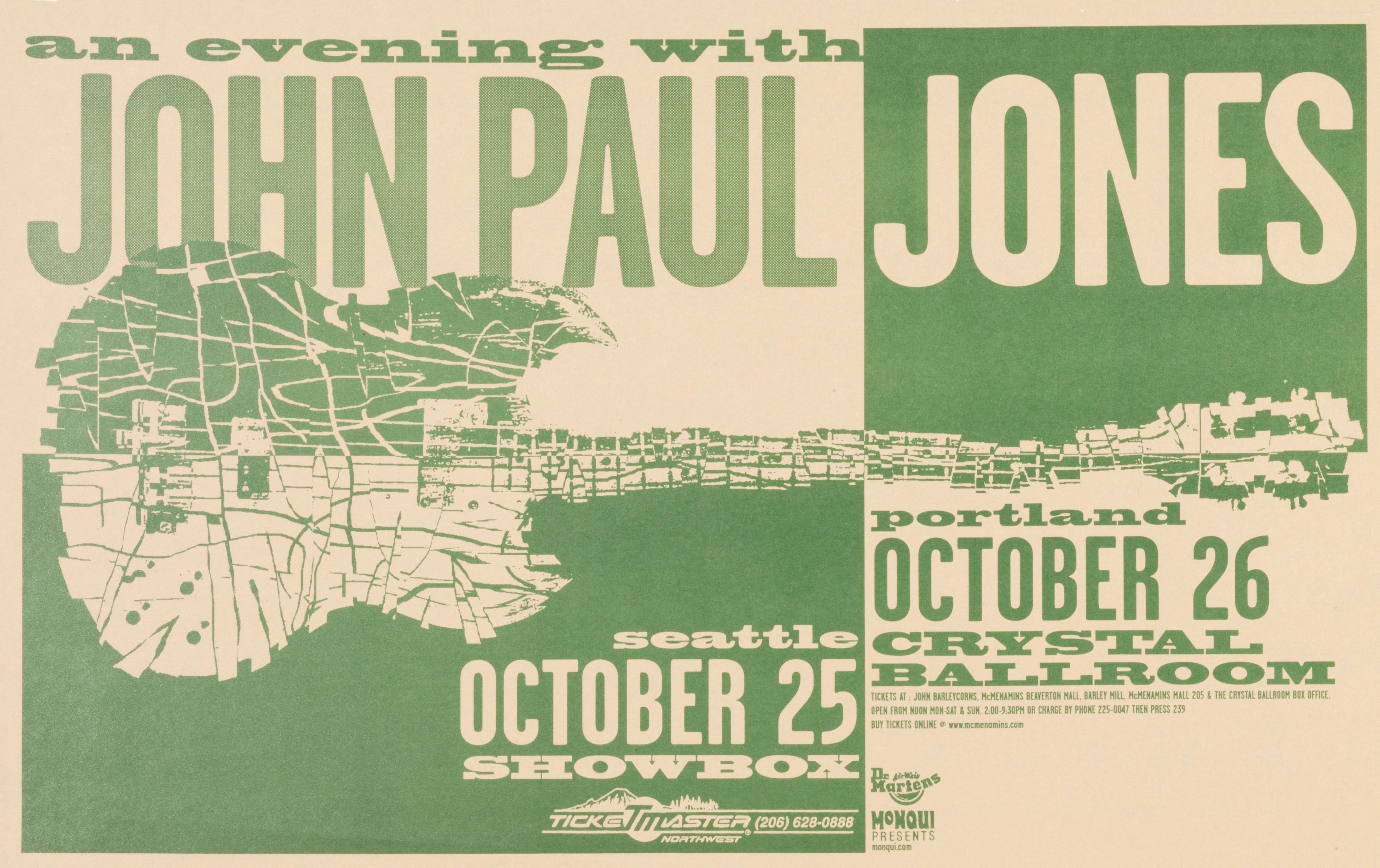 MXP-189.2 John Paul Jones Showbox & Crystal Ballroom 1999 Concert Poster
