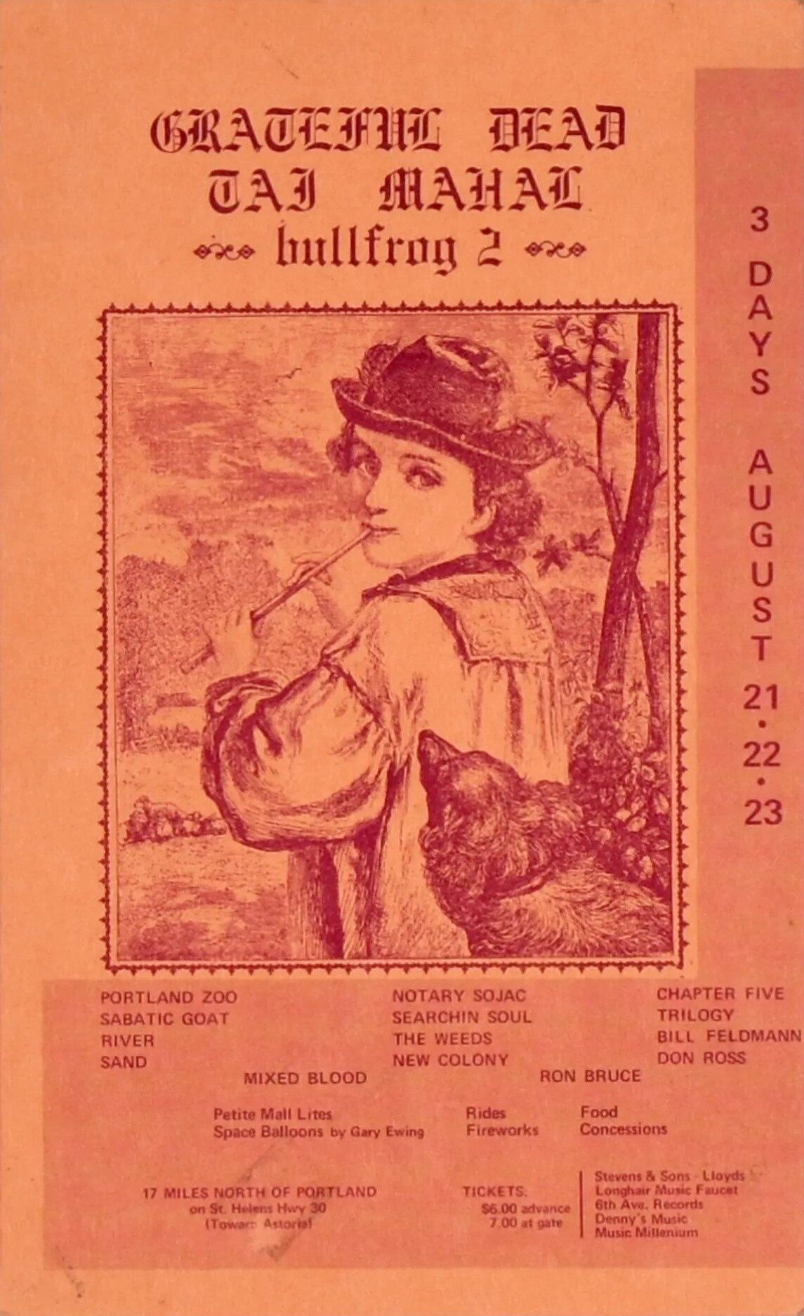Grateful Dead Bullfrog 2 Festival Pelletier Farm 1969 Concert Poster