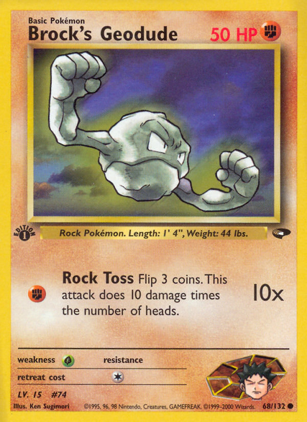 Brock's Geodude (68/132) - Gym Challenge (1st Edition) Pokémon Card