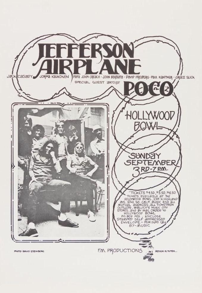Jefferson Airplane Hollywood Bowl 1972 Concert Poster