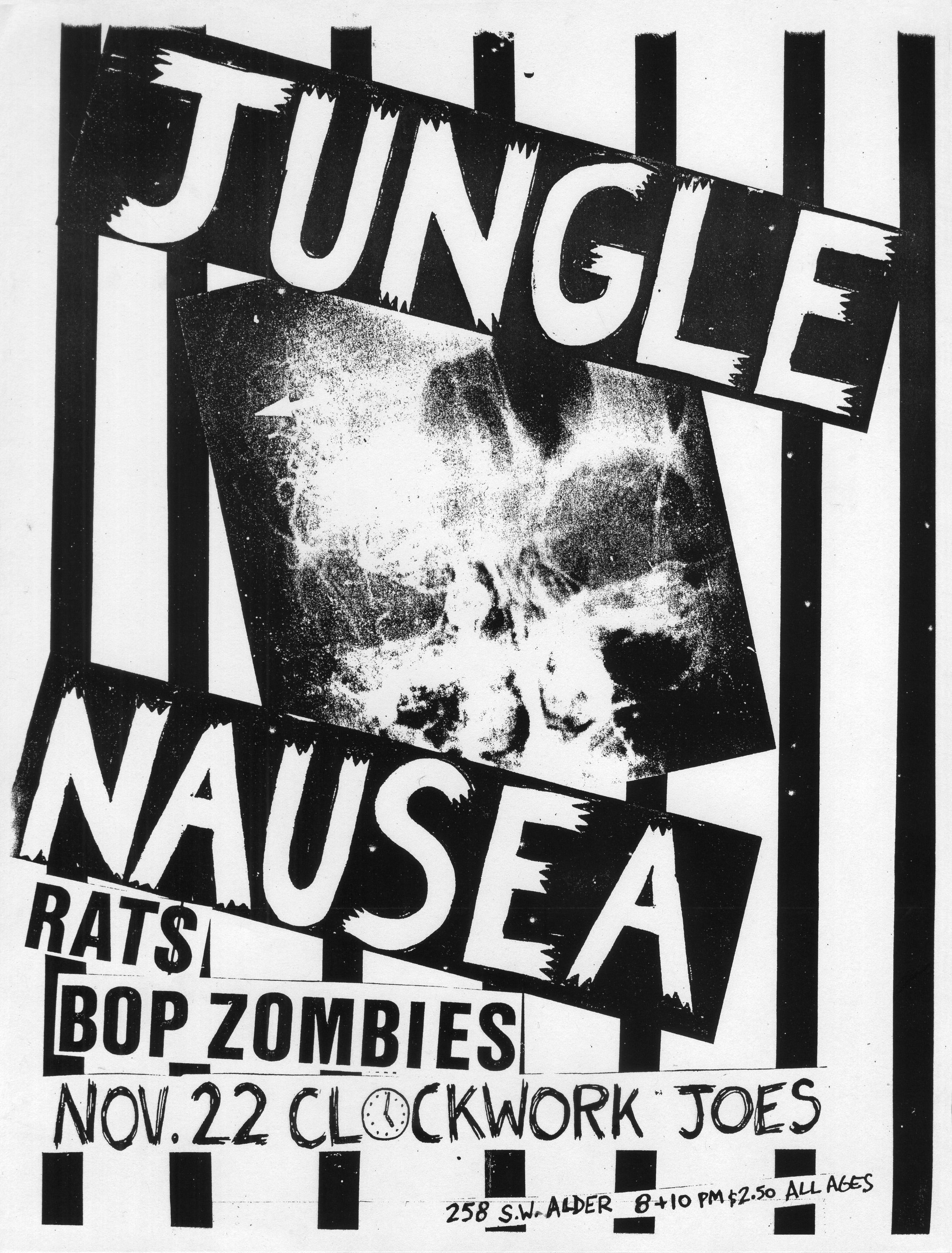 MXP-43.9 Jungle Nausea 1980 Clockwork Joes  Nov 22 Concert Poster
