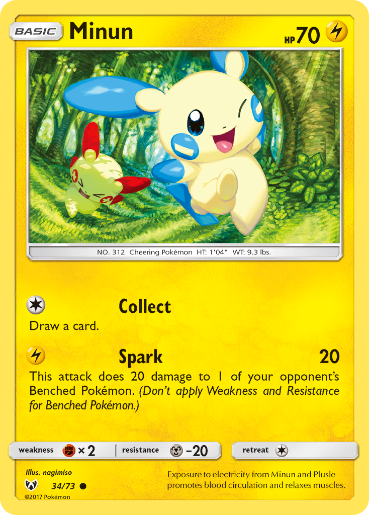 Minun (34/73) - Shining Legends Pokémon Card