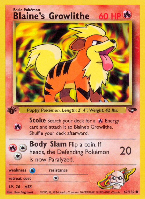 Blaine's Growlithe (62/132) - Gym Challenge (1st Edition) Pokémon Card