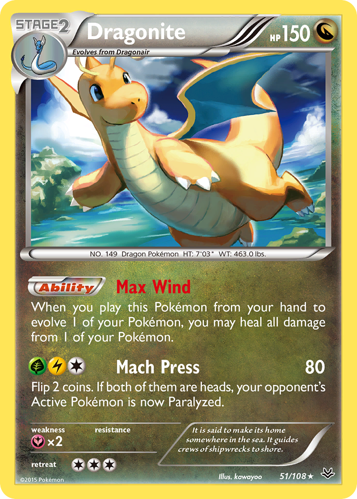 Dragonite (51/108) - Roaring Skies Pokémon Card