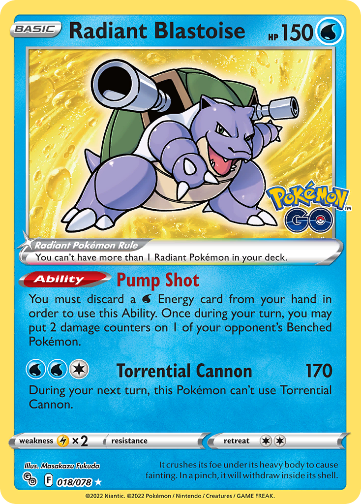 Radiant Blastoise Radiant (18/78) - Pokémon GO Pokémon Card