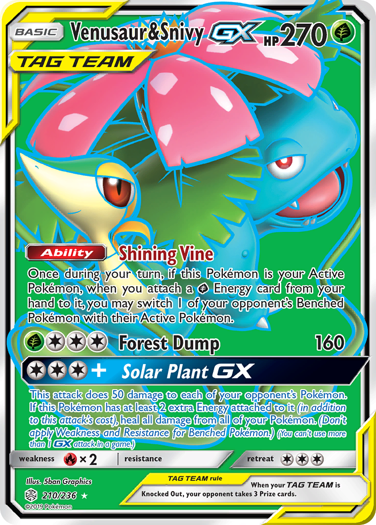 Venusaur & Snivy GX (210/236) - Cosmic Eclipse Pokémon Card