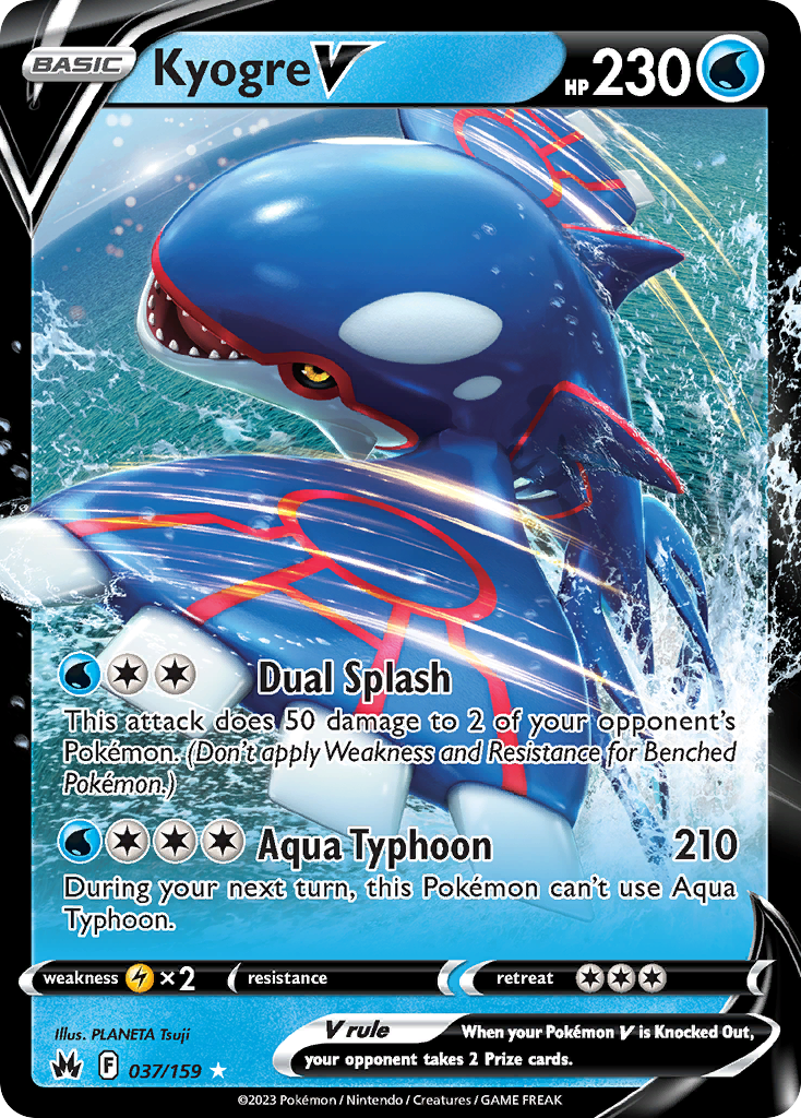 Kyogre V (37/159) - Crown Zenith Pokémon Card