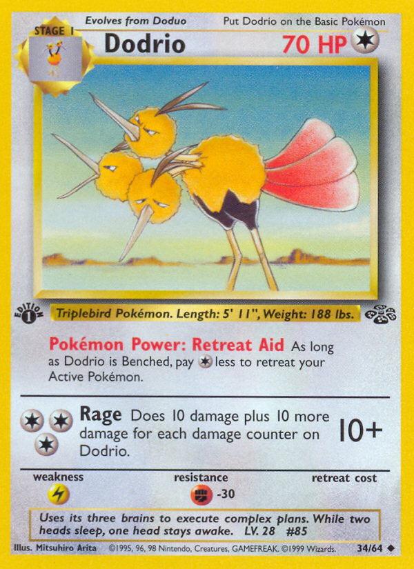 Dodrio (34/64) - Jungle (1st Edition) Pokémon Card