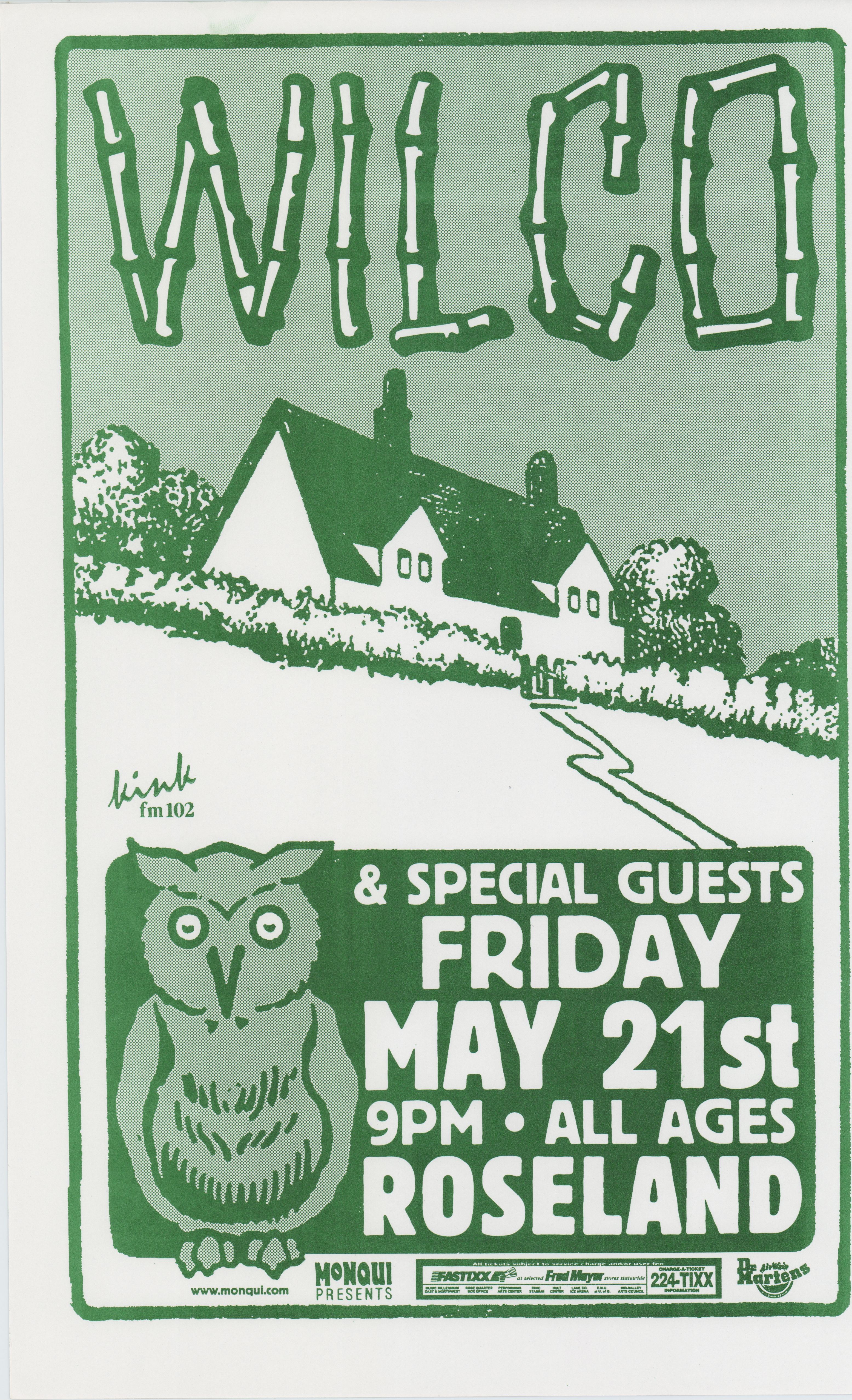 MXP-182.11 Wilco 1999 Roseland Theater  May 21 Concert Poster