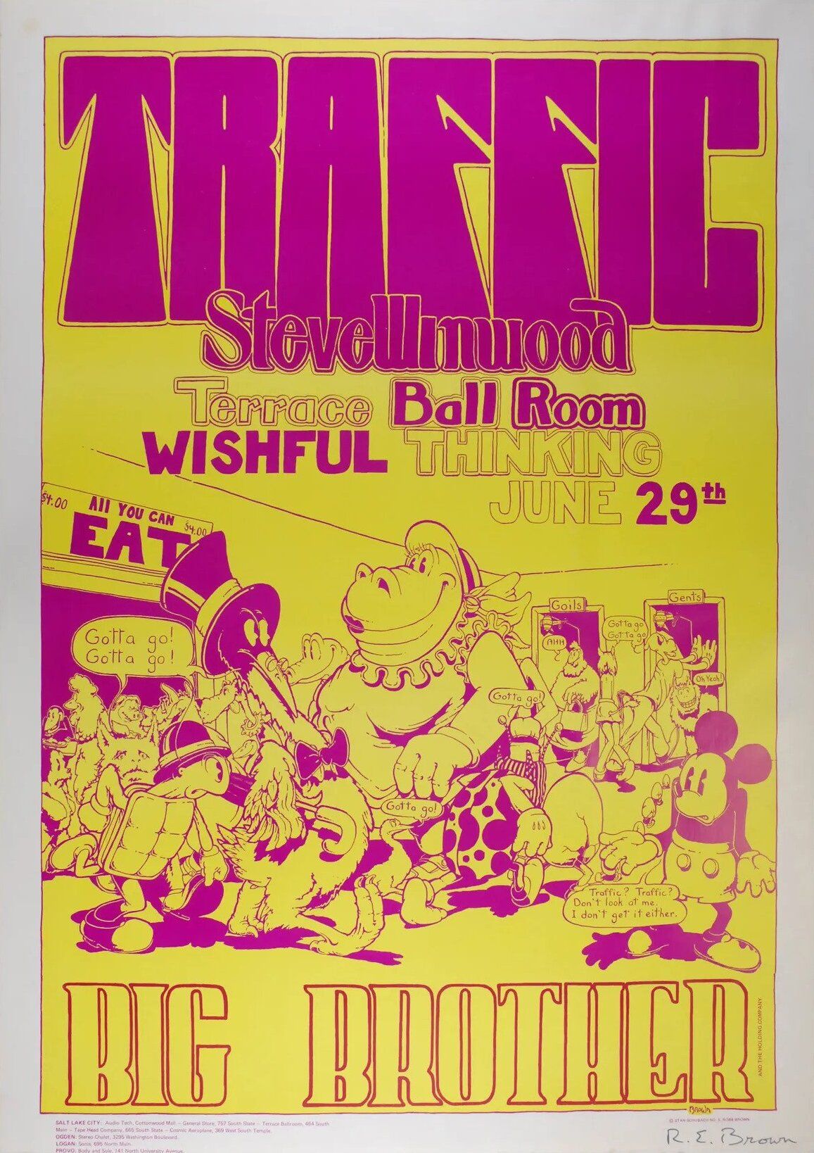 Traffic & Steve Winwood Terrace Ballroom 1970 Concert Poster