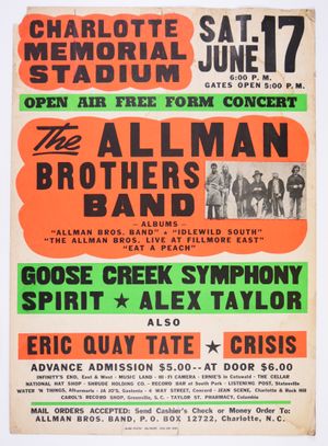 Allman Brothers Band Memorial Stadium 1972