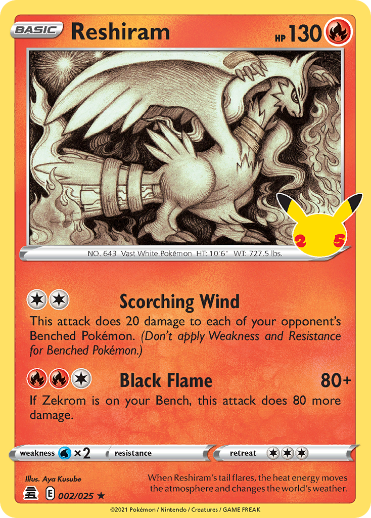 Reshiram (2/25) - Celebrations Pokémon Card