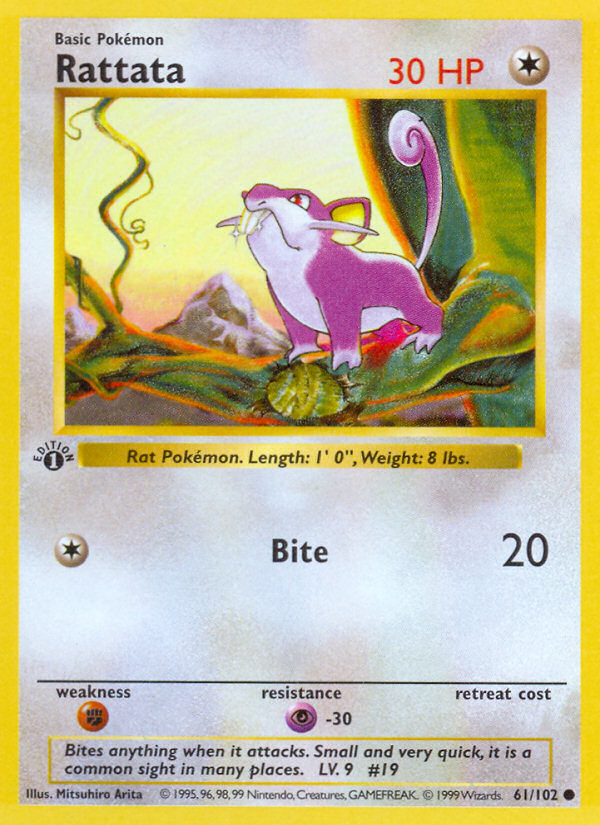 Rattata (61/102) - Base (1st Edition) Pokémon Card