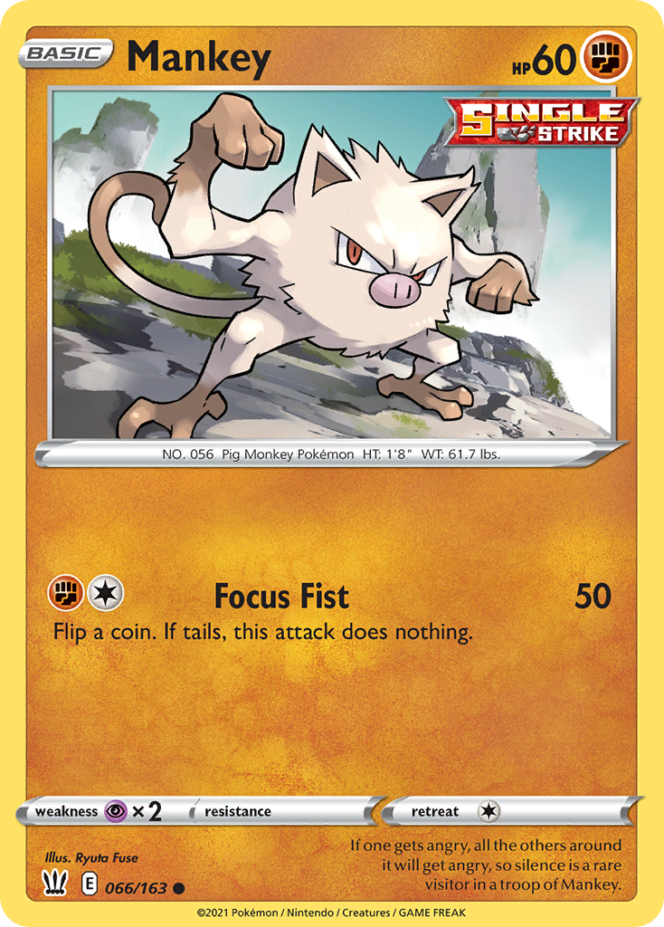 Mankey (66/163) - Battle Styles Pokémon Card