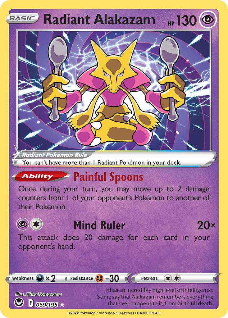 Radiant Alakazam Radiant (59/195) - Silver Tempest Pokémon Card