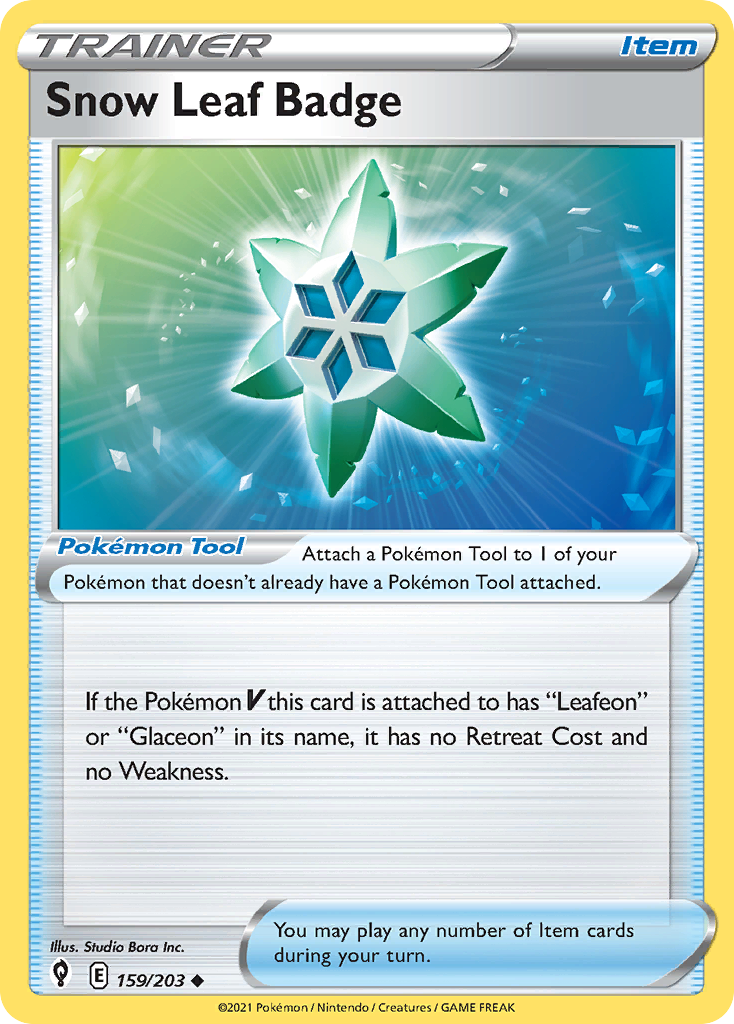 Snow Leaf Badge (Trainer: Item) (159/203) - Evolving Skies Pokémon Card