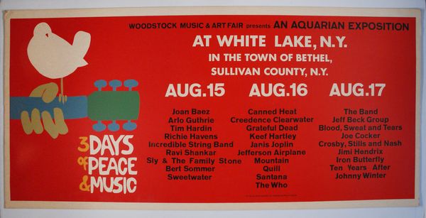 Woodstock Music & Art Fair 1969 Bus Sign