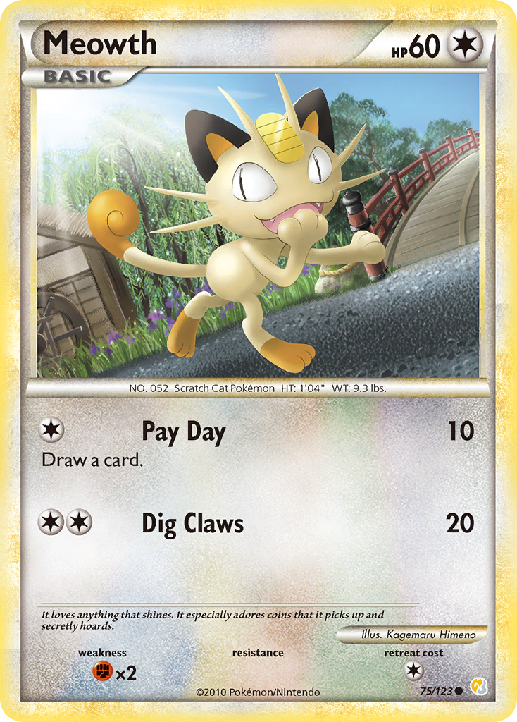 Meowth (75/123) - HeartGold & SoulSilver Pokémon Card