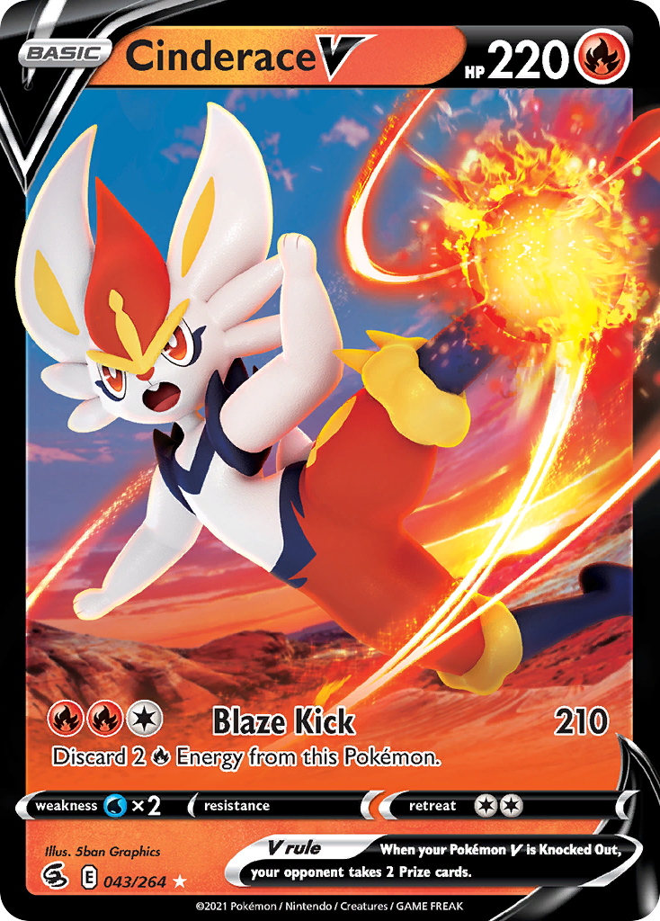 Cinderace V (43/264) - Fusion Strike Pokémon Card