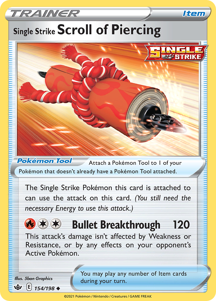 Single Strike Scroll of Piercing (Trainer: Pokémon Tool) (154/198) - Chilling Reign Pokémon Card