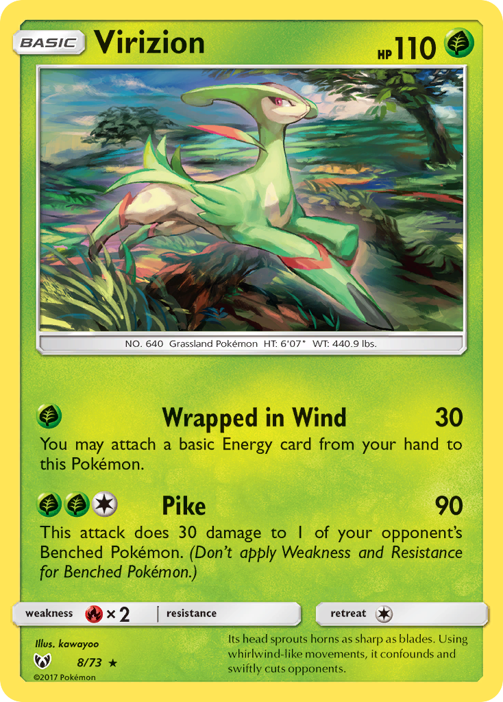 Virizion (8/73) - Shining Legends Pokémon Card