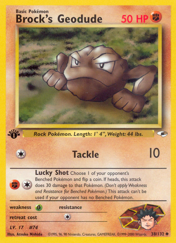 Brock's Geodude (38/132) - Gym Heroes (1st Edition) Pokémon Card